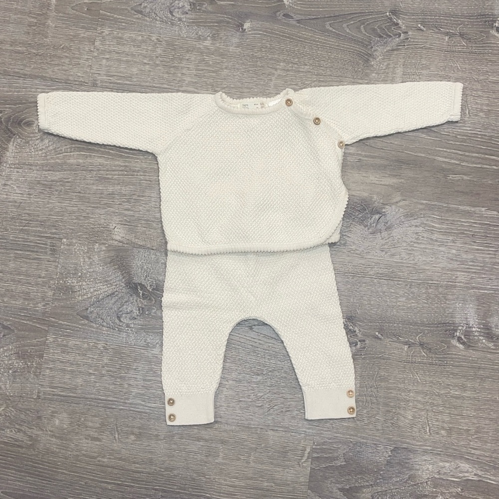 Ivory Zara Knit Set with Button Details 3-6 Months